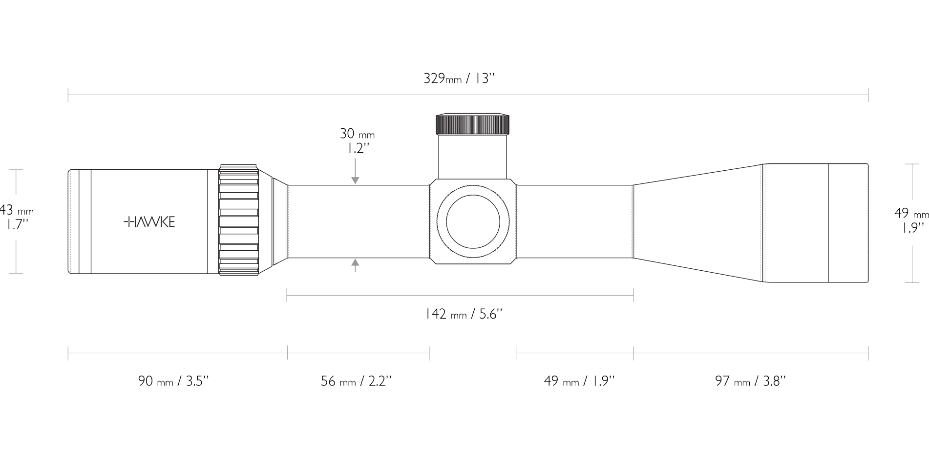 Hawke Vantage 30 WA 3-9x42 223/308 Reticle