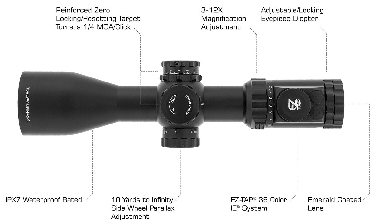 Leapers UTG OP3 3-12X44 30mm AO IE UMOA Compact Optika