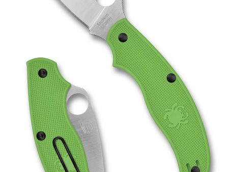 Spyderco UK Penknife Salt LC200N Leaf Plain Green Lightweight Preklopni nož