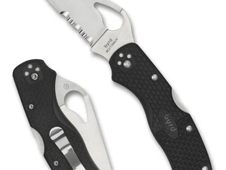 Spyderco Byrd Harrier 2 Black Crni Lightweight Combination Edge Preklopni Nož