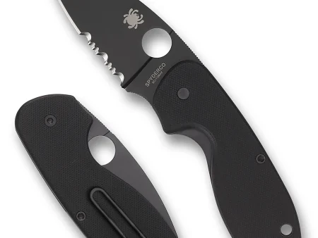 Spyderco Efficient Black Crni G-10 BlackBlade Combination Edge Preklopni Nož